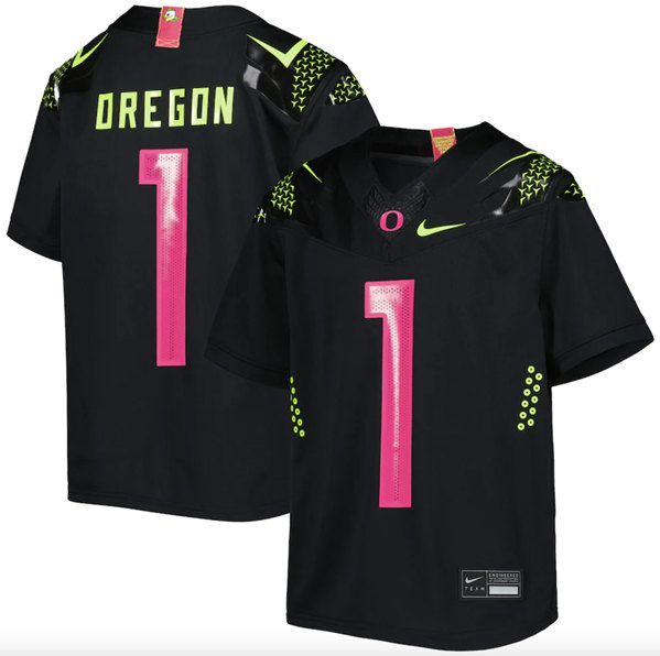 Men's Oregon Ducks #1 Sequoia Oregon 2022 Black Pink BCA Stitched Jersey